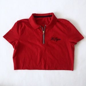 Tommy Hilfiger Red Zipper Closure Crop Top